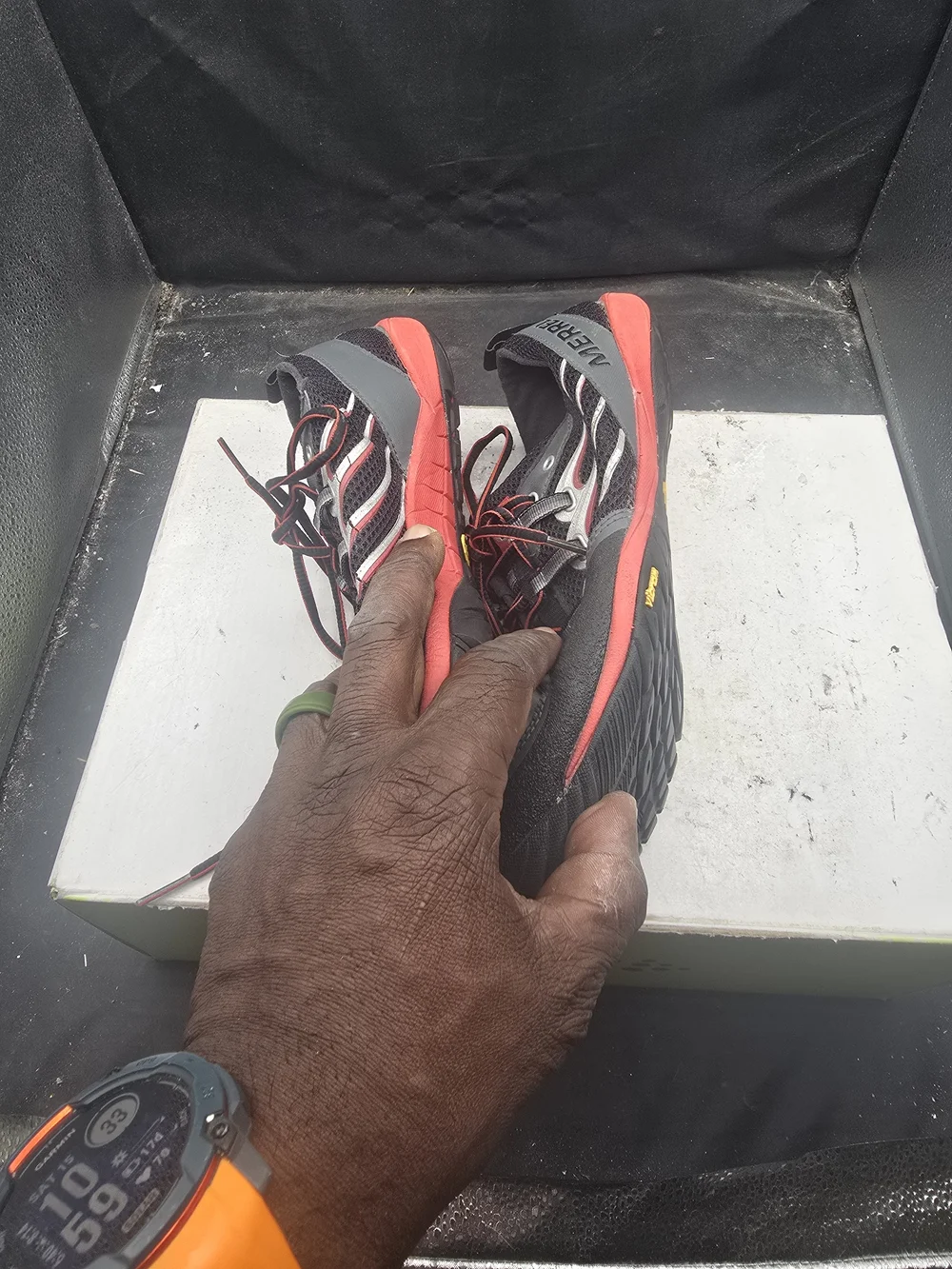 Merrell Men's Black and Red Athletic Shoes
